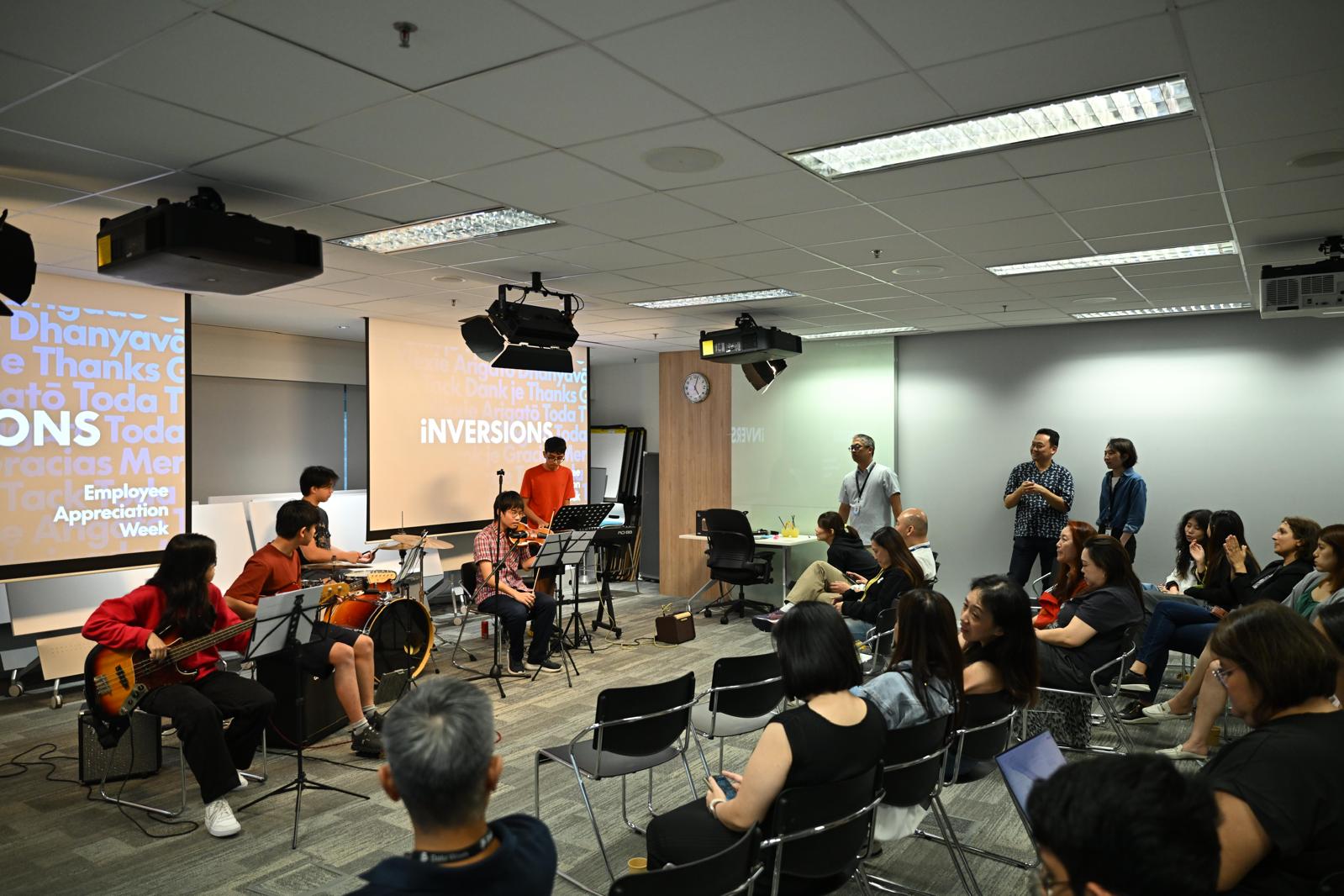 Inversions performing for an audience at PayPal